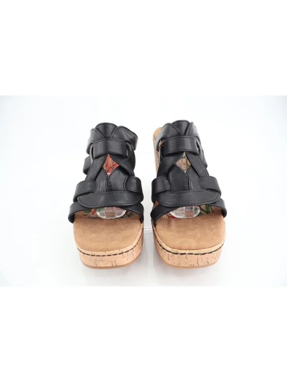 Born BOC Women Cora Sandal Size 10 Black Wedge Platform Vegan Leather Slide Mule
